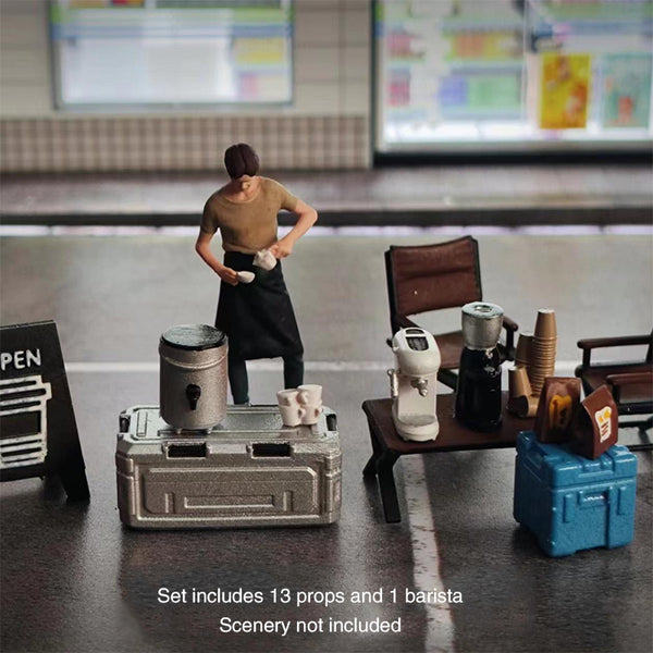 （pre-order）Barista booth set with 13 pieces and one barista, realistic character series